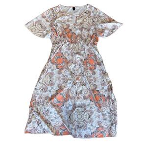 SHEIN paisley summer spring dress orange size XL